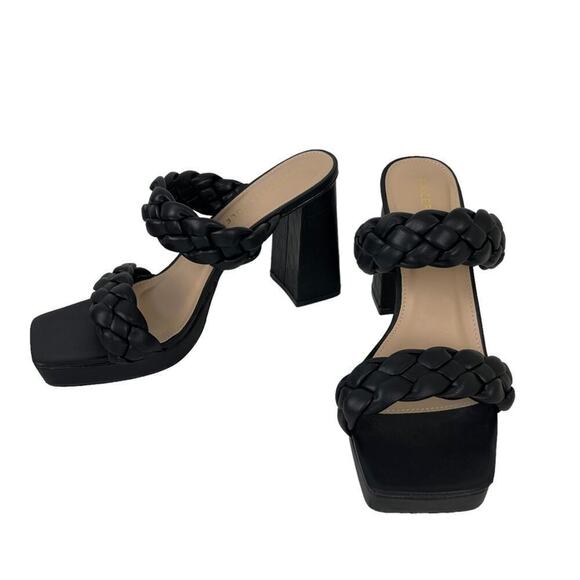 Sincerely Jules Black Platform Aurora Braided Straps Block Heel Sandals Size 10M - Picture 16 of 16